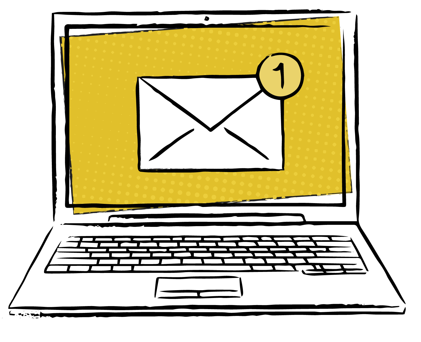 laptop with email notification illustration